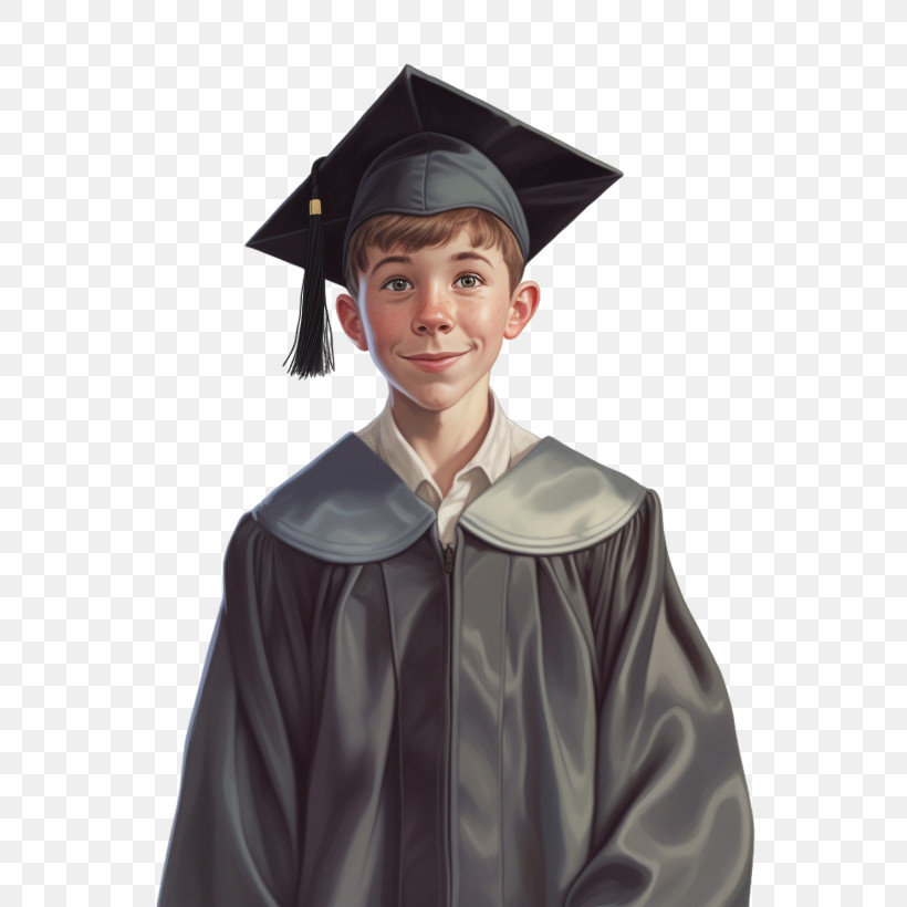 Graduation Cap - Portrait Of A Boy In Graduation Cap And Gown PNG