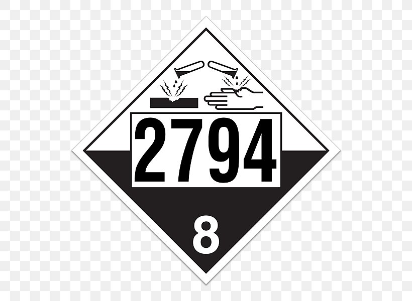 UN Number HAZMAT Class 8 Corrosive Substances Dangerous Goods Placard, PNG, 600x600px, Un Number, Adhesive, Area, Brand, Combustibility And Flammability Download Free