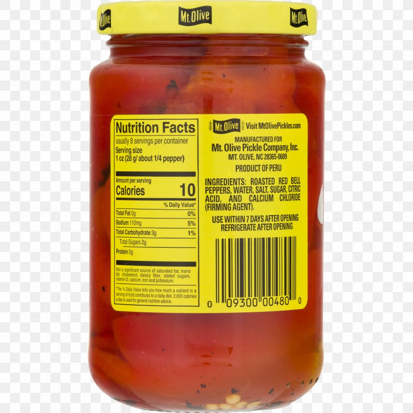Bell Pepper Mt. Olive Pickle Company Nutrition Facts Label Relish Sweet Chili Sauce, PNG, 1800x1800px, Bell Pepper, Capsicum, Capsicum Annuum, Condiment, Cooking Download Free