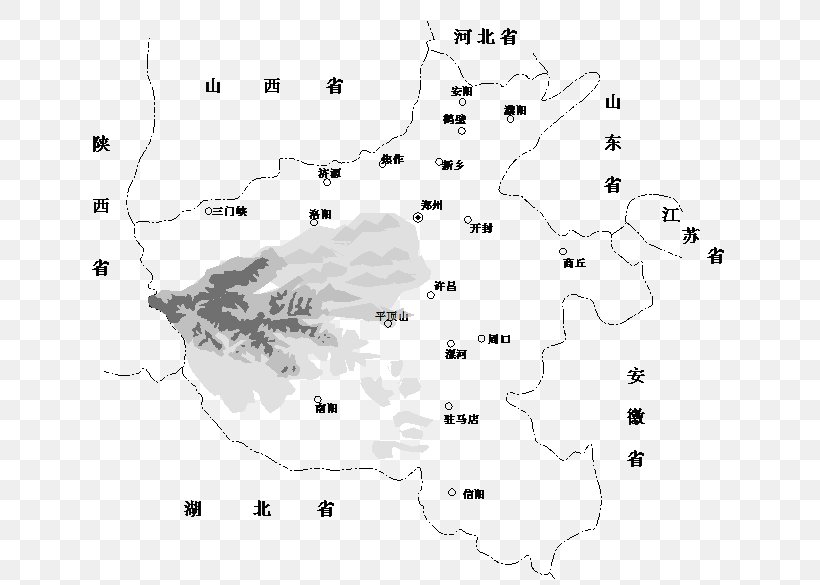 Mt.Funiushan Nanyang Basin Xiong'er Shan Qin Mountains, PNG, 645x585px, Nanyang Basin, Area, Black And White, China, Chinese Wikipedia Download Free