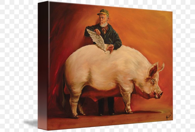 Pig Oil Painting Canvas Print, PNG, 650x555px, Pig, Art, Artist, Canvas, Canvas Print Download Free