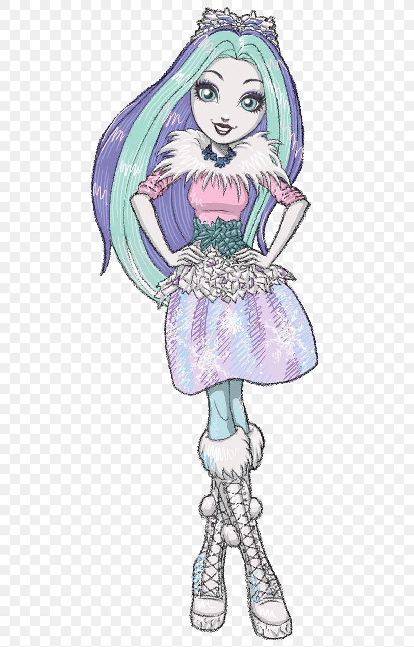 Ever After High Monster High Winter Doll Art, PNG, 525x1282px, Watercolor, Cartoon, Flower, Frame, Heart Download Free
