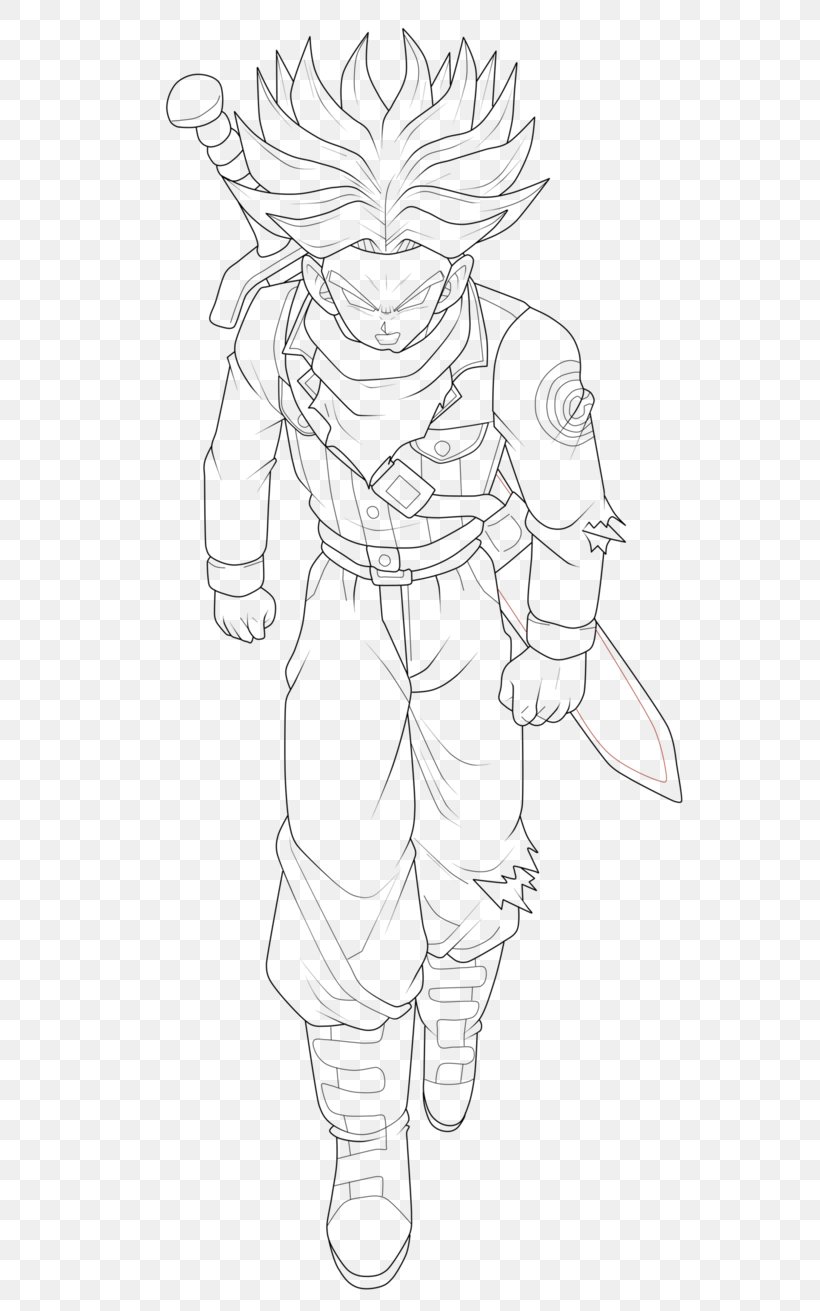 Goku Trunks Goten Line Art Sketch, PNG, 609x1311px, Goku, Arm, Art, Artwork, Black And White Download Free