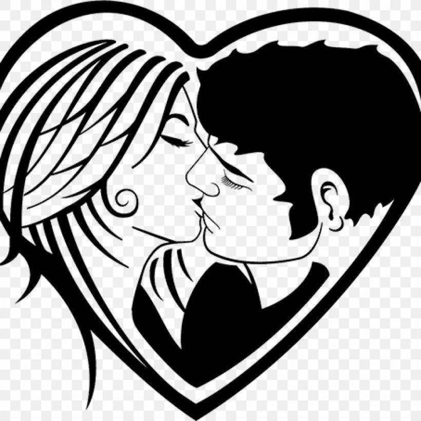 Kiss Love Couple Clip Art, PNG, 1024x1024px, Watercolor, Cartoon, Flower, Frame, Heart Download Free