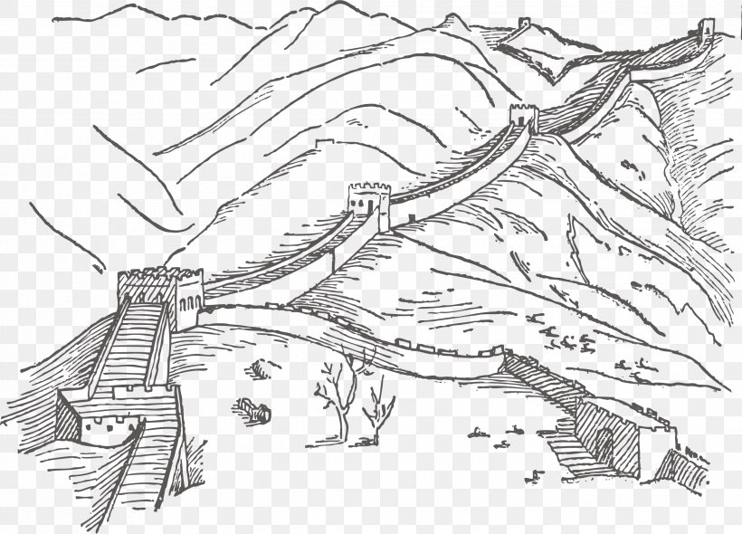 Great Wall Of China Tiananmen Square Temple Of Heaven Clip Art, PNG, 2472x1780px, Great Wall Of China, Area, Art, Artwork, Black And White Download Free