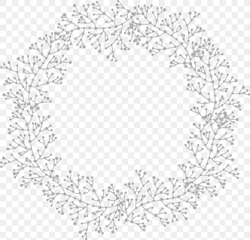 Adobe Photoshop Wreath File Format Pattern, PNG, 2856x2742px, Wreath, Area, Black, Black And White, Branch Download Free