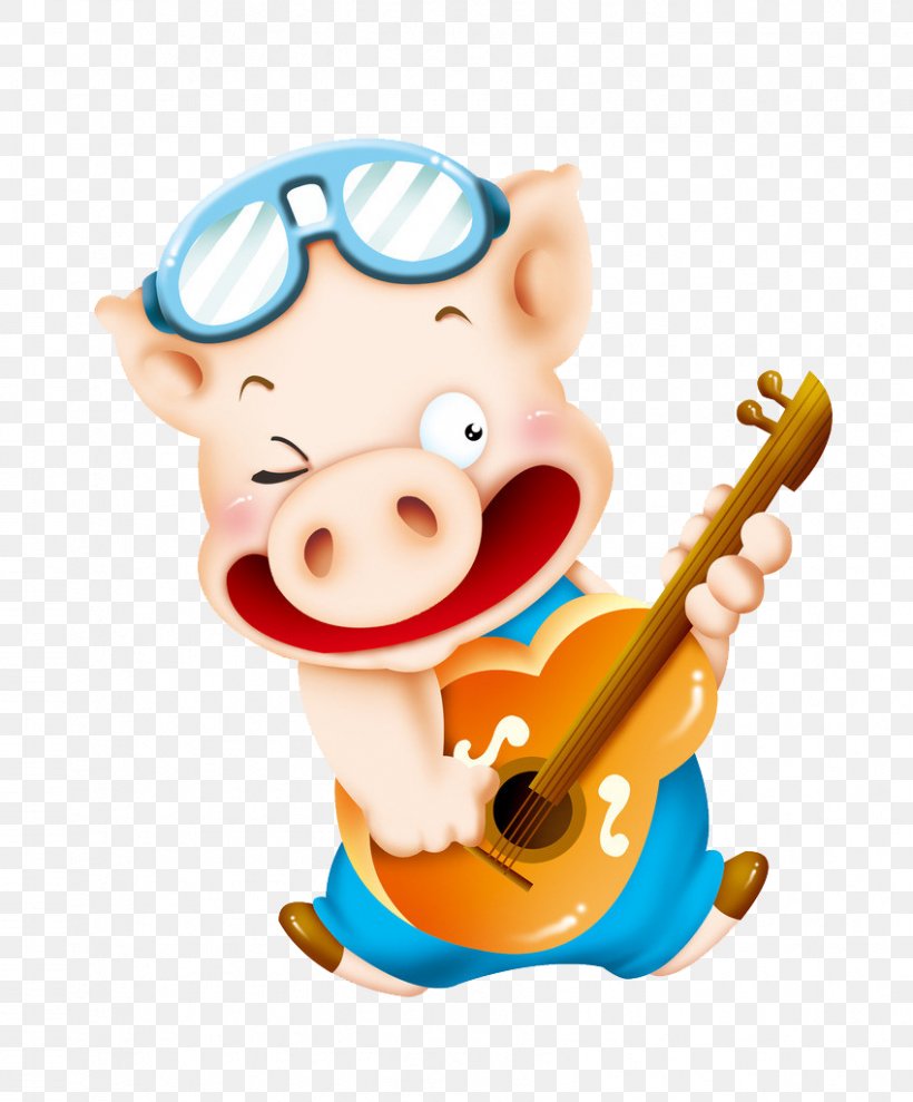 Domestic Pig Cute Funny Pig Creature Quest, PNG, 849x1024px, Domestic Pig, Android, Cartoon, Cute Funny Pig, Guitar Download Free