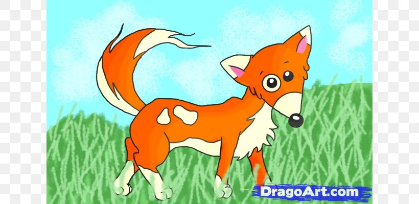 Cartoon Fox Drawing Illustration, PNG, 640x399px, Cartoon, Art, Carnivoran, Comics, Deer Download Free