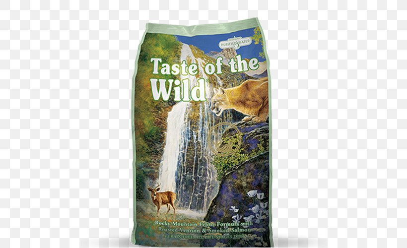 Cat Food Taste Of The Wild Rocky Mountain Feline Dry Food Game Meat Smoked Salmon, PNG, 500x500px, Cat Food, Cat, Dog Food, Food, Game Meat Download Free