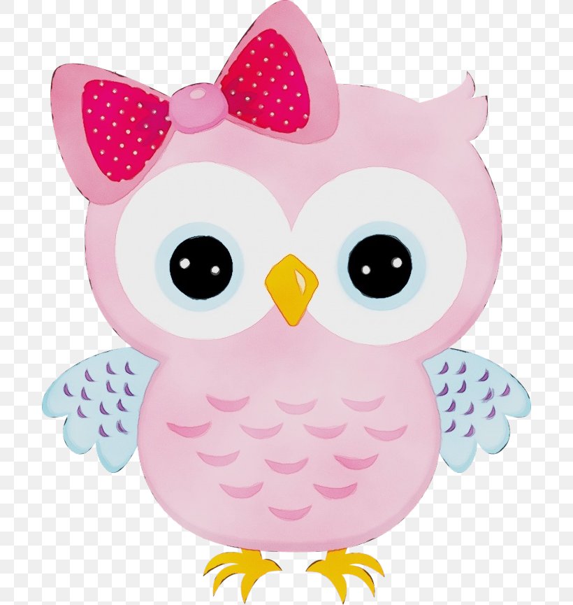 Owl Pink Clip Art Bird Of Prey Bird, PNG, 700x865px, Watercolor, Bird, Bird Of Prey, Cartoon, Owl Download Free
