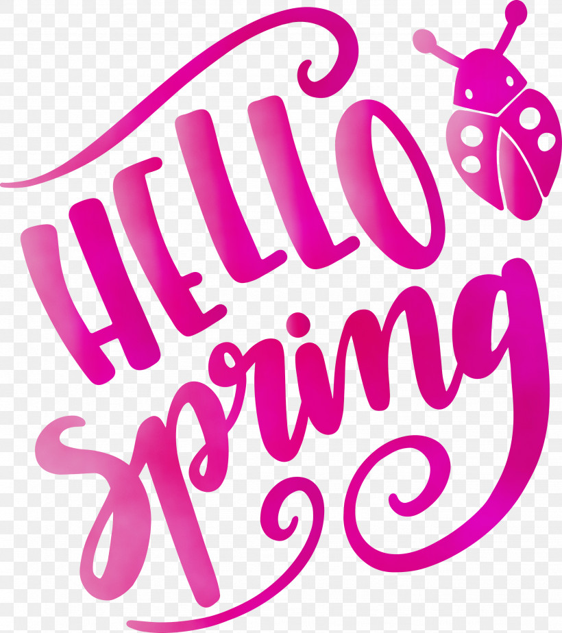 Pink Text Font Magenta Sticker, PNG, 2661x3000px, Hello Spring, Magenta, Paint, Pink, Spring Download Free