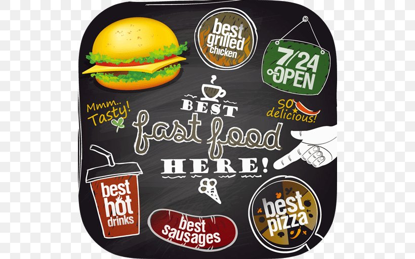 Fast Food Hamburger KFC Pizza French Fries, PNG, 512x512px, Fast Food, Brand, Fast Food Restaurant, Food, French Fries Download Free