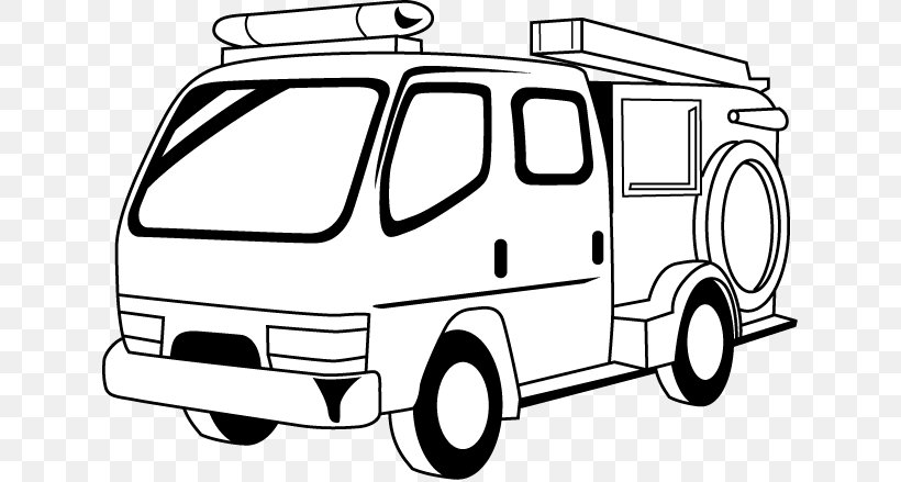 Car Commercial Vehicle Fire Engine Clip Art, PNG, 633x439px, Car, Automotive Design, Automotive Exterior, Black And White, Brand Download Free