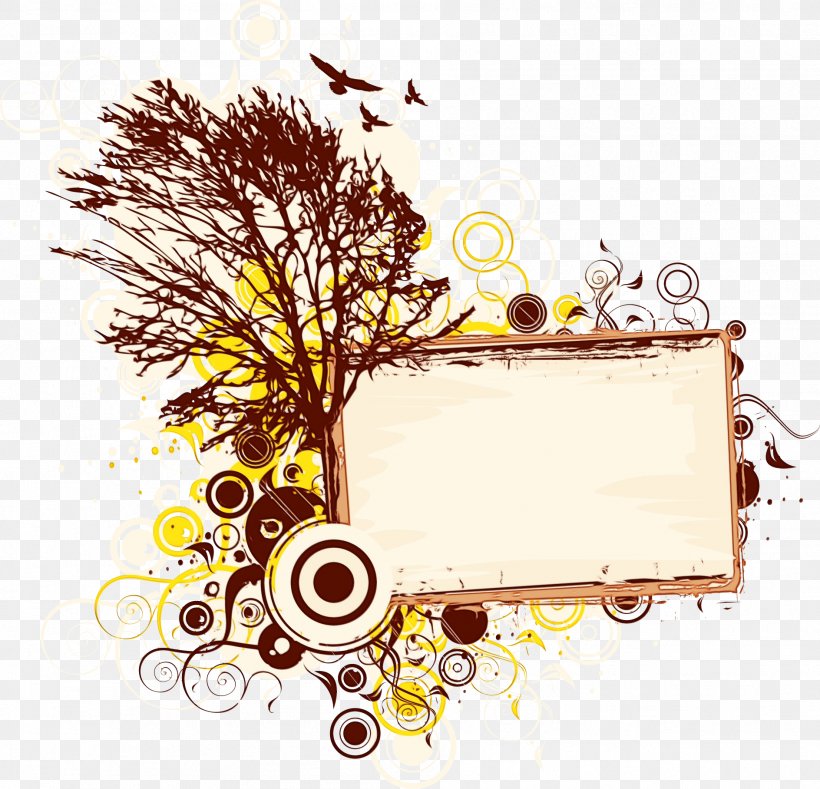 Yellow Branch Tree Rectangle Plant, PNG, 1888x1817px, Watercolor, Branch, Logo, Paint, Plant Download Free