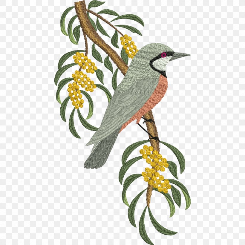 Parrot Bird Machine Embroidery, PNG, 1000x1000px, Parrot, Art, Beak, Bird, Branch Download Free
