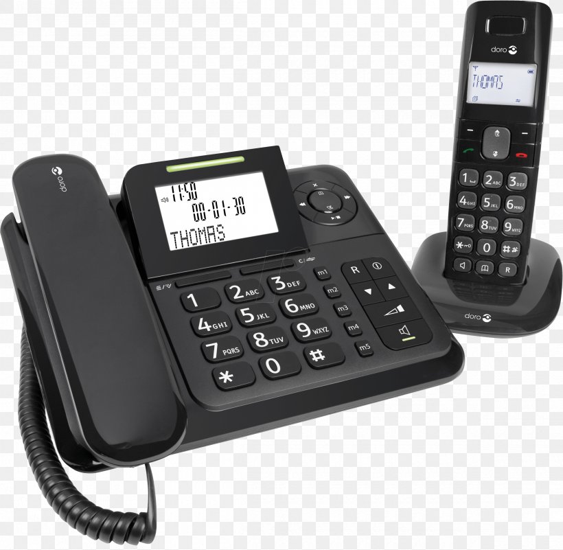 Doro Comfort 4005 Cordless Telephone Home & Business Phones Answering Machines, PNG, 2400x2345px, Doro Comfort 4005, Answering Machine, Answering Machines, Caller Id, Communication Download Free