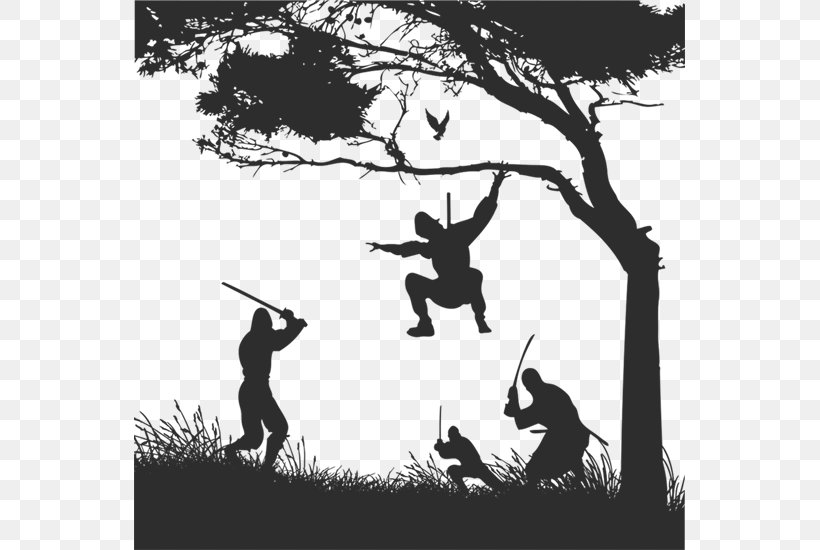 Wall Decal Ninja Mammal Wallpaper, PNG, 800x550px, Wall Decal, Behavior, Black And White, Branch, Computer Download Free