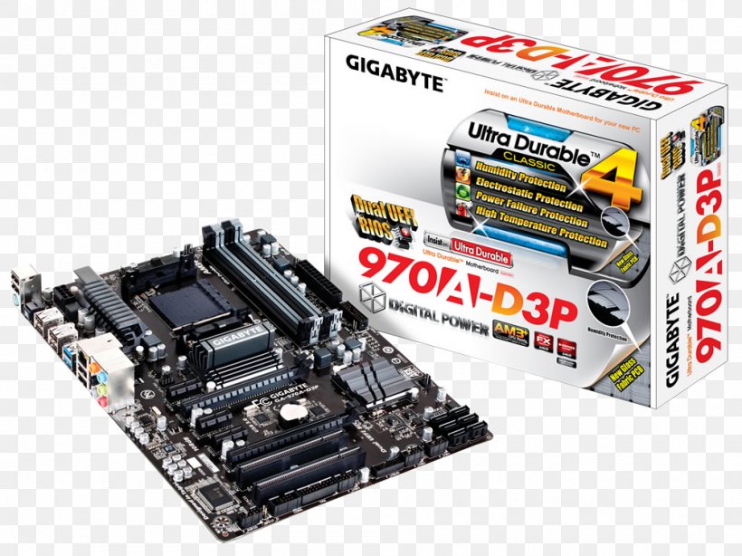 GIGABYTE GA-970A-DS3P Motherboard Socket AM3+ Gigabyte Technology, PNG, 1000x749px, Motherboard, Advanced Micro Devices, Amd 900 Chipset Series, Atx, Computer Component Download Free