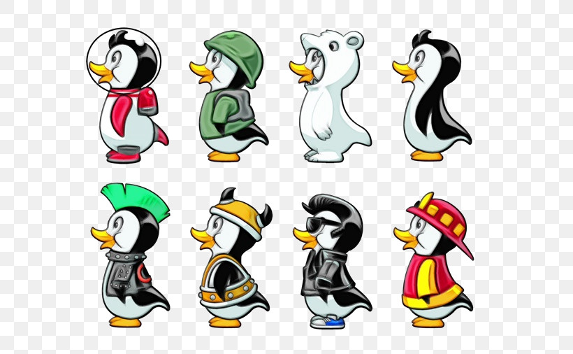 Penguin, PNG, 600x506px, Watercolor, Animal Figure, Bird, Cartoon, Flightless Bird Download Free