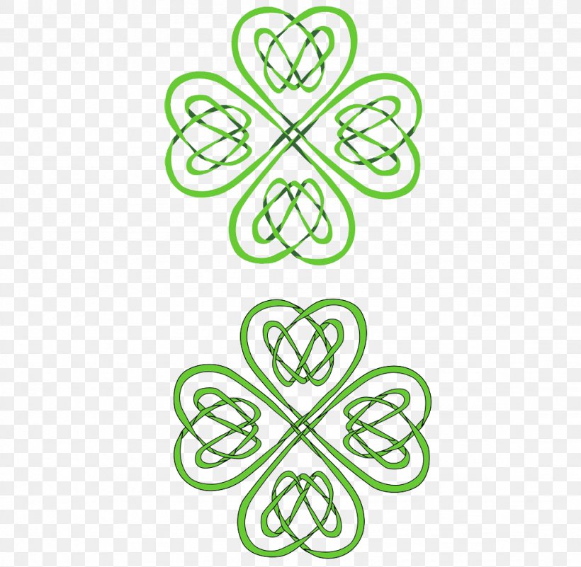 Four-leaf Clover Celts Celtic Knot Shamrock, PNG, 1024x1001px, Fourleaf Clover, Celtic Knot, Celts, Clover, Flora Download Free