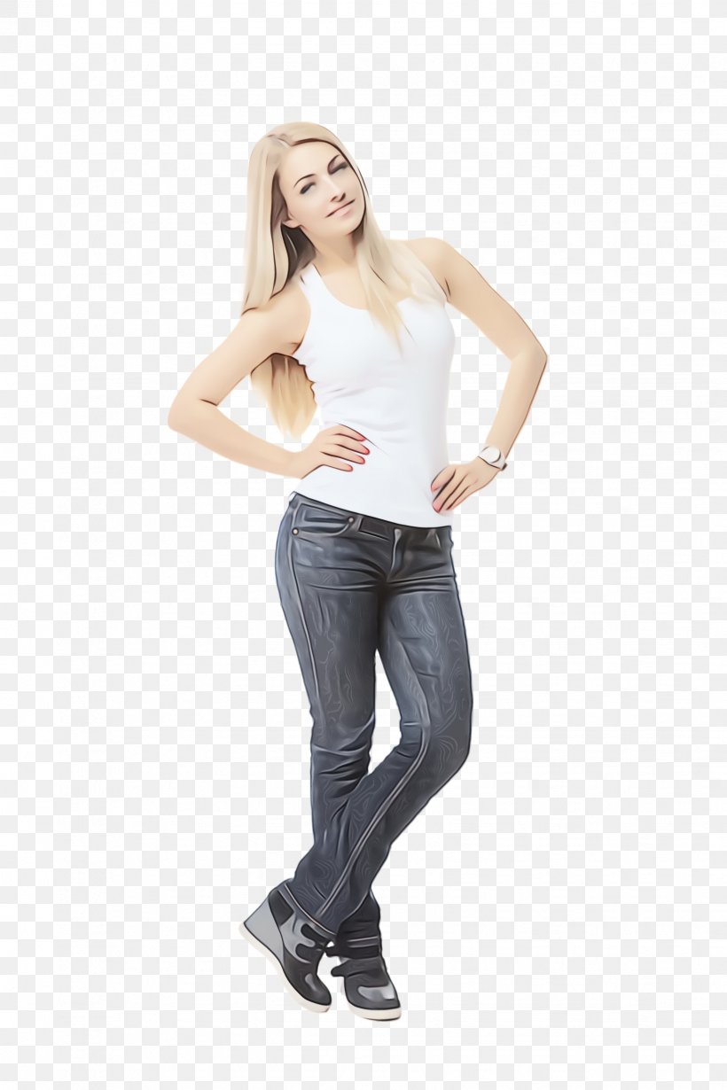 White Clothing Jeans Shoulder Standing, PNG, 1632x2448px, Watercolor, Arm, Clothing, Denim, Footwear Download Free