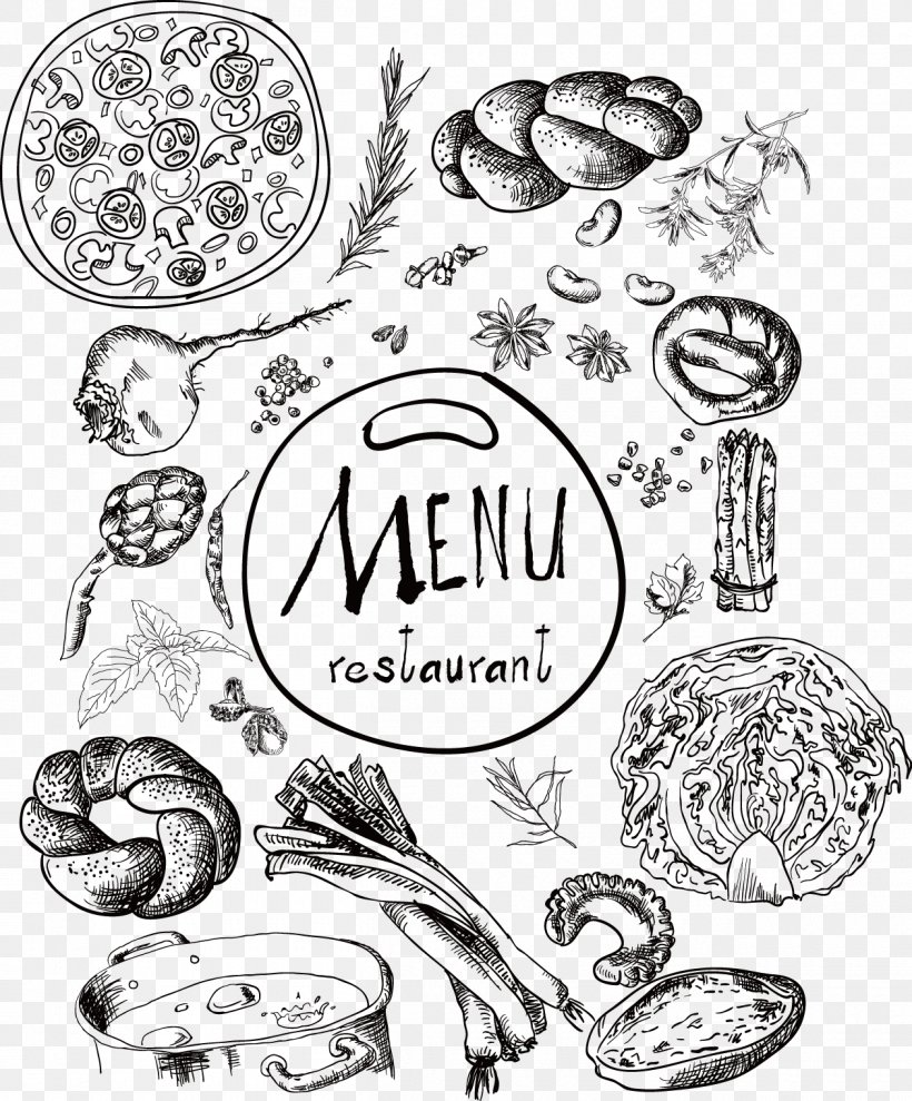 Vegetarian Cuisine Hamburger Fast Food Menu, PNG, 1260x1521px, Vegetarian Cuisine, Artwork, Black And White, Body Jewelry, Brand Download Free