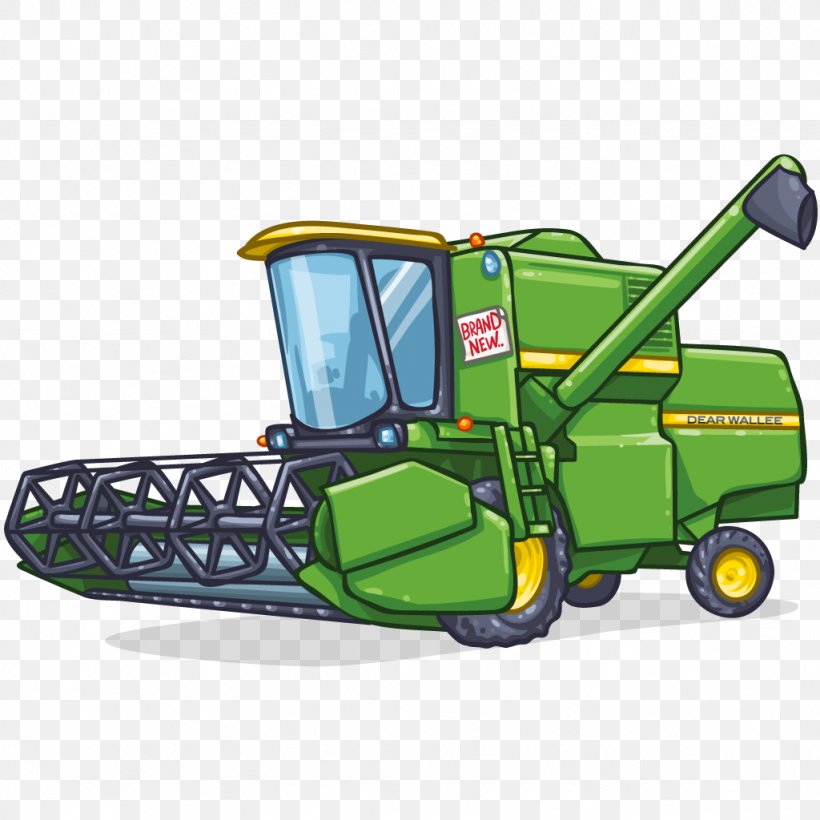 Combine Harvester John Deere Agriculture Drawing Clip Art, PNG, 1024x1024px, Combine Harvester, Agricultural Machinery, Agriculture, Drawing, Farm Download Free