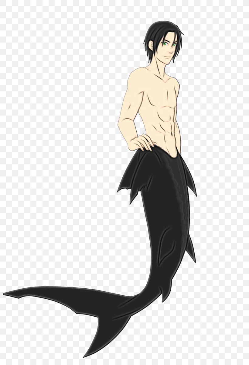 Mermaid Fictional Character Drawing Animation Sketch, PNG, 800x1200px, Watercolor, Animation, Black Hair, Drawing, Fictional Character Download Free