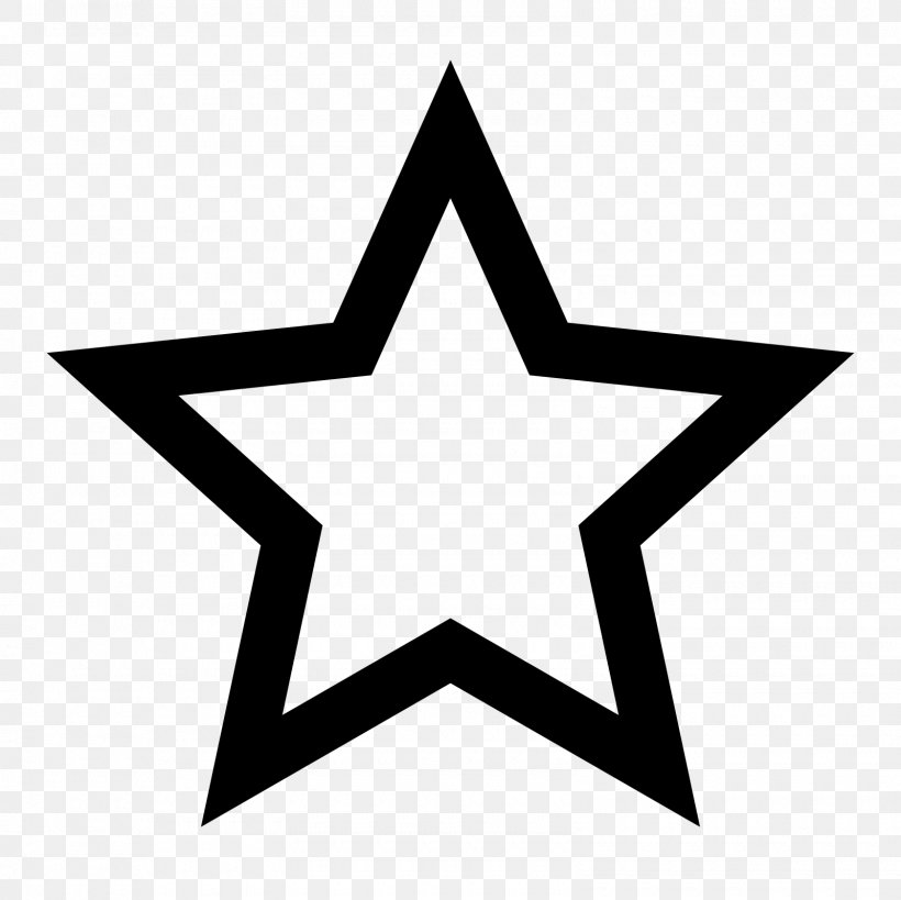 Five-pointed Star Outline Symbol Clip Art, PNG, 1600x1600px, Star, Area, Black And White, Fivepointed Star, Nautical Star Download Free