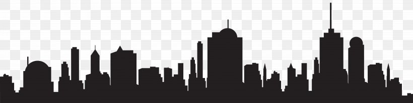 Skyline Silhouette Clip Art, PNG, 8000x2018px, Skyline, Black And White, City, Cityscape, Daytime Download Free