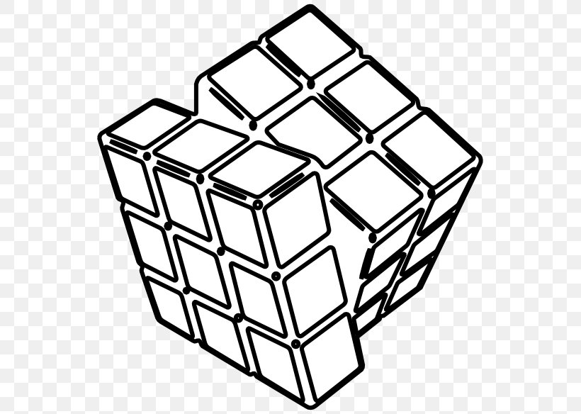 Rubik's Cube Coloring Book Clip Art Colouring Pages, PNG, 555x584px, Coloring Book, Area, Black And White, Color, Colouring Pages Download Free