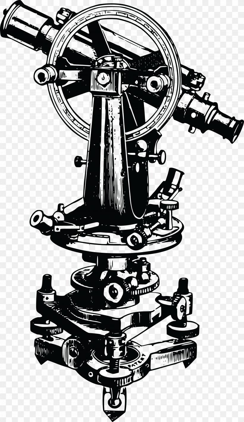 Clip Art Theodolite Openclipart, PNG, 4000x6910px, Theodolite, Auto Part, Black And White, Hardware, Hardware Accessory Download Free