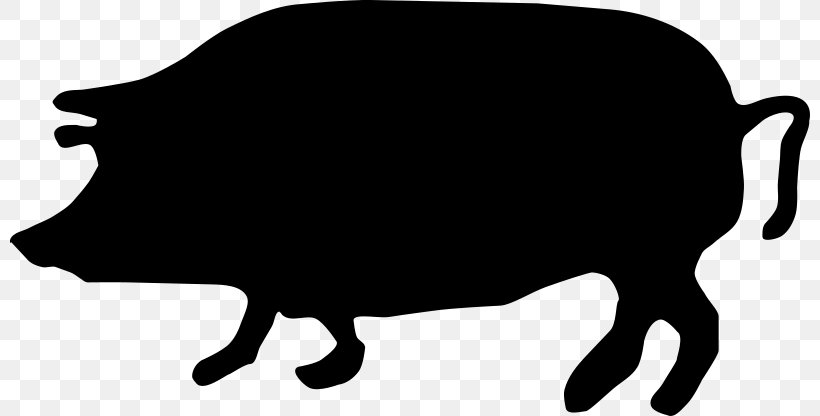 Pig Silhouette Clip Art, PNG, 800x416px, Pig, Art, Black, Black And White, Cartoon Download Free