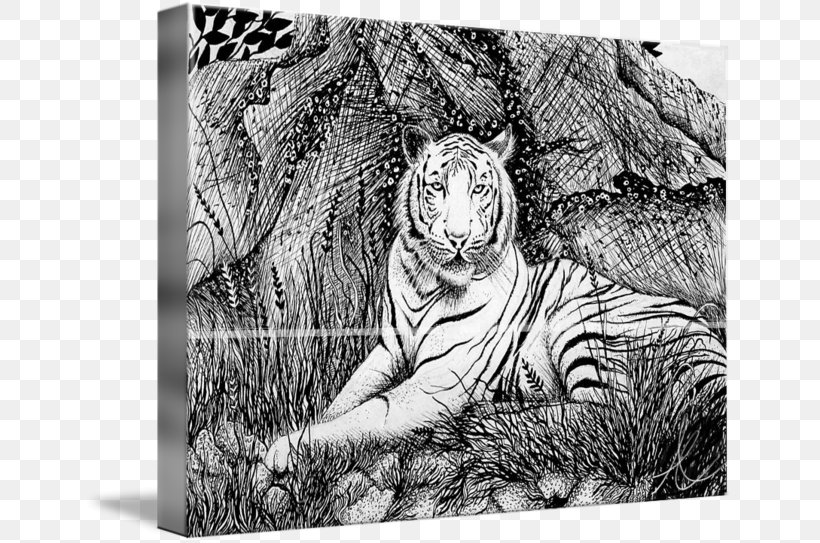 Tiger Cat Drawing Wildlife /m/02csf, PNG, 650x543px, Tiger, Artwork, Big Cat, Big Cats, Black And White Download Free