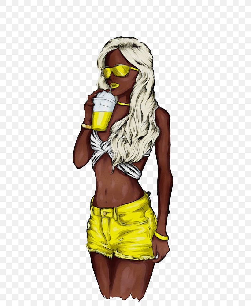 Yellow Cartoon Costume Muscle Sketch, PNG, 736x1000px, Watercolor, Animation, Cartoon, Costume, Muscle Download Free