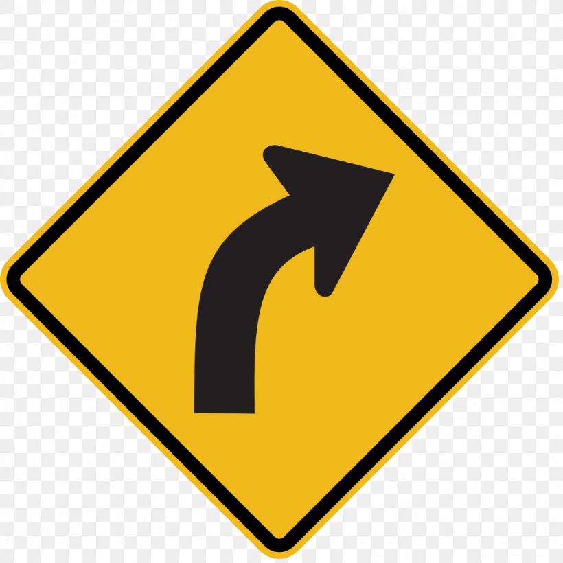 Warning Sign Curve Road Traffic Sign, PNG, 1024x1024px, Sign, Area, Brand, Curve, Intersection Download Free