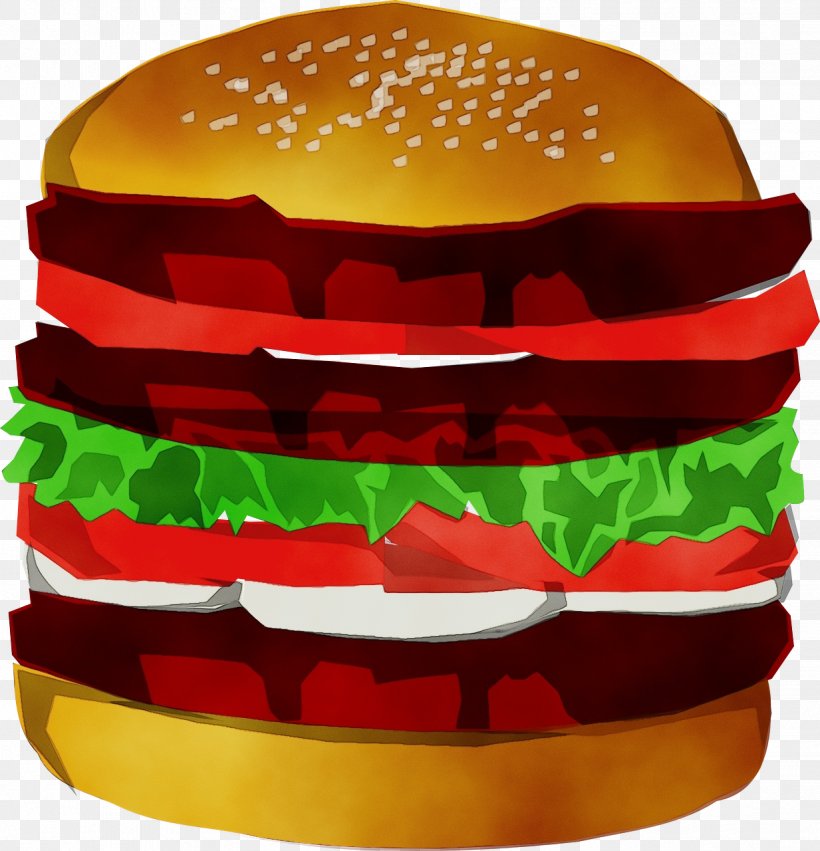 Hamburger, PNG, 1233x1280px, Watercolor, Big Mac, Cheeseburger, Fast Food, Finger Food Download Free