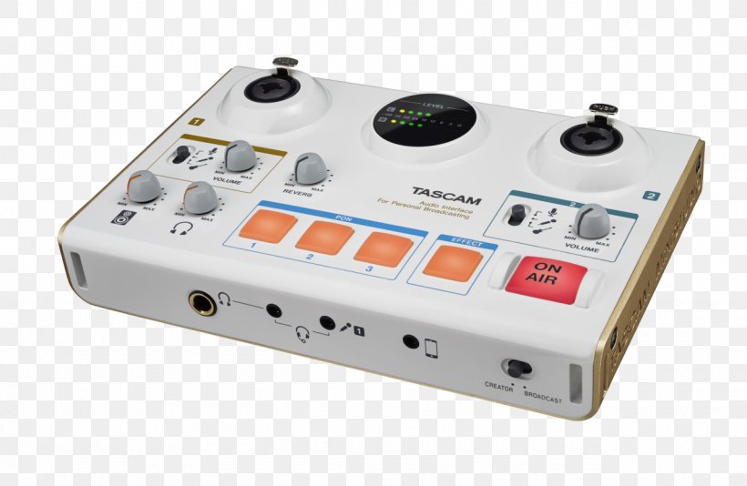 TASCAM MiNiSTUDIO Creator Microphone TASCAM MiNiSTUDIO Personal Podcast, PNG, 1280x834px, Microphone, Audio, Broadcasting, Digital Recording, Electronic Component Download Free