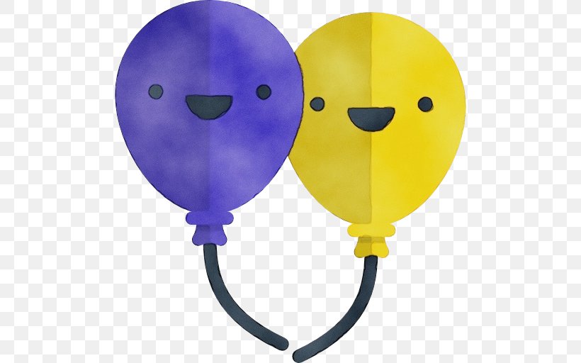 Yellow Purple Violet Balloon Smile, PNG, 512x512px, Watercolor, Balloon, Paint, Purple, Smile Download Free