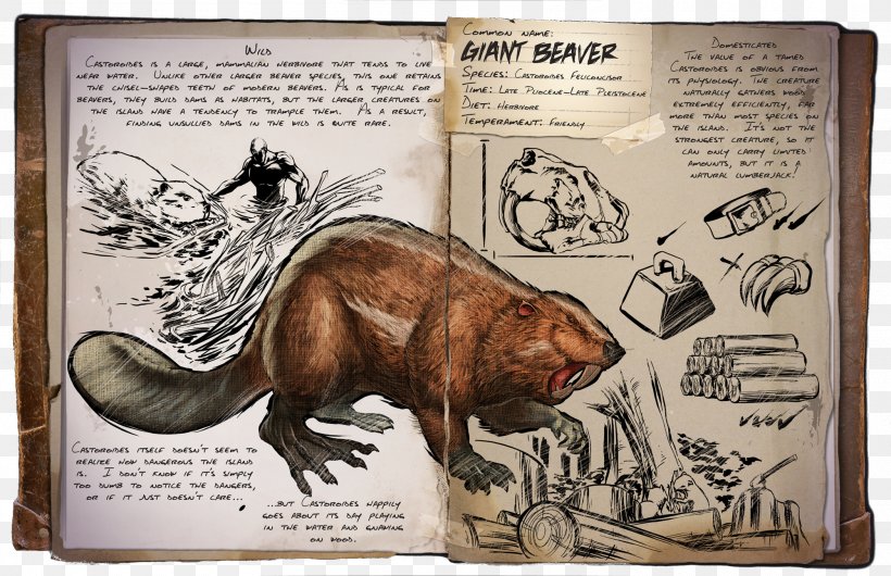 ARK: Survival Evolved Giant Beaver Castoroides Tapejara, PNG, 2000x1294px, Ark Survival Evolved, Bear, Beaver, Carnivoran, Castoroides Download Free
