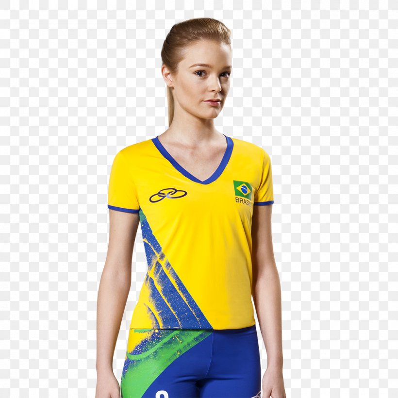 T-shirt Uniform Sleeve Brazil Men's National Volleyball Team, PNG, 1000x1000px, Tshirt, Clothing, Game, Jersey, Joint Download Free