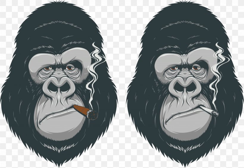 Gorilla Primate Chimpanzee Ape, PNG, 6617x4544px, Gorilla, Ape, Art, Cartoon, Chimpanzee Download Free