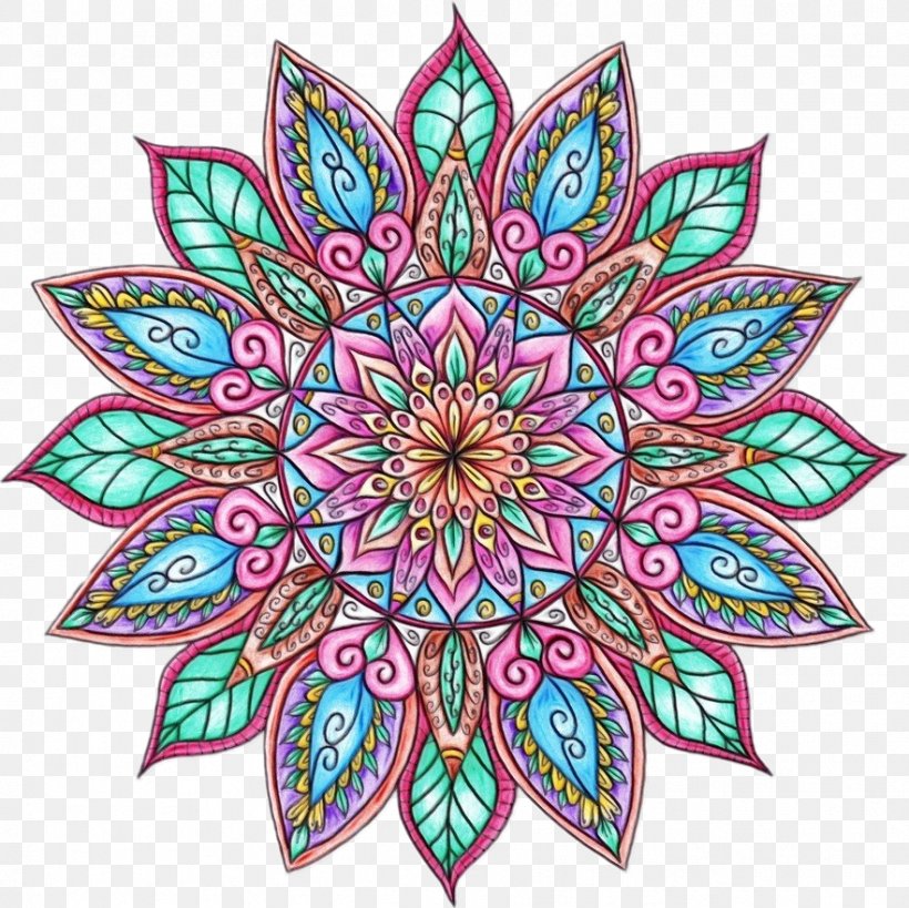 Watercolor Floral Background, PNG, 882x881px, Mandala, Color, Color Scheme, Coloring Book, Drawing Download Free
