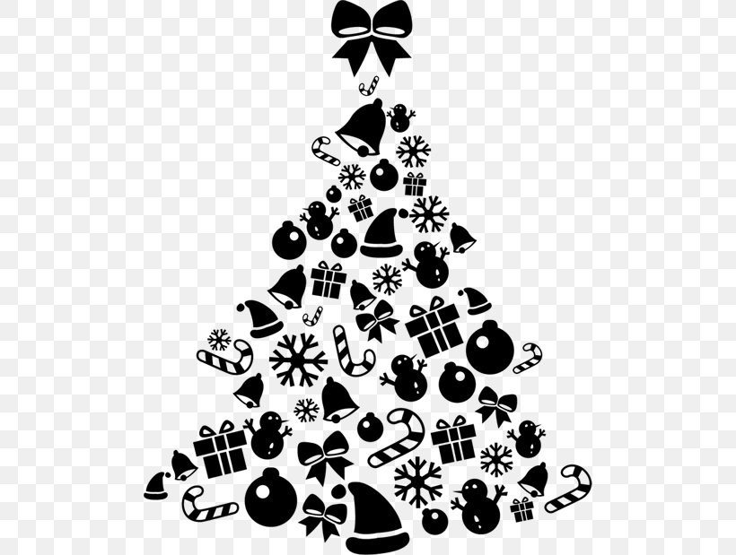 Christmas Tree Decorative Arts Phonograph Record, PNG, 500x619px, Christmas Tree, Adhesive, Black And White, Branch, Christmas Download Free
