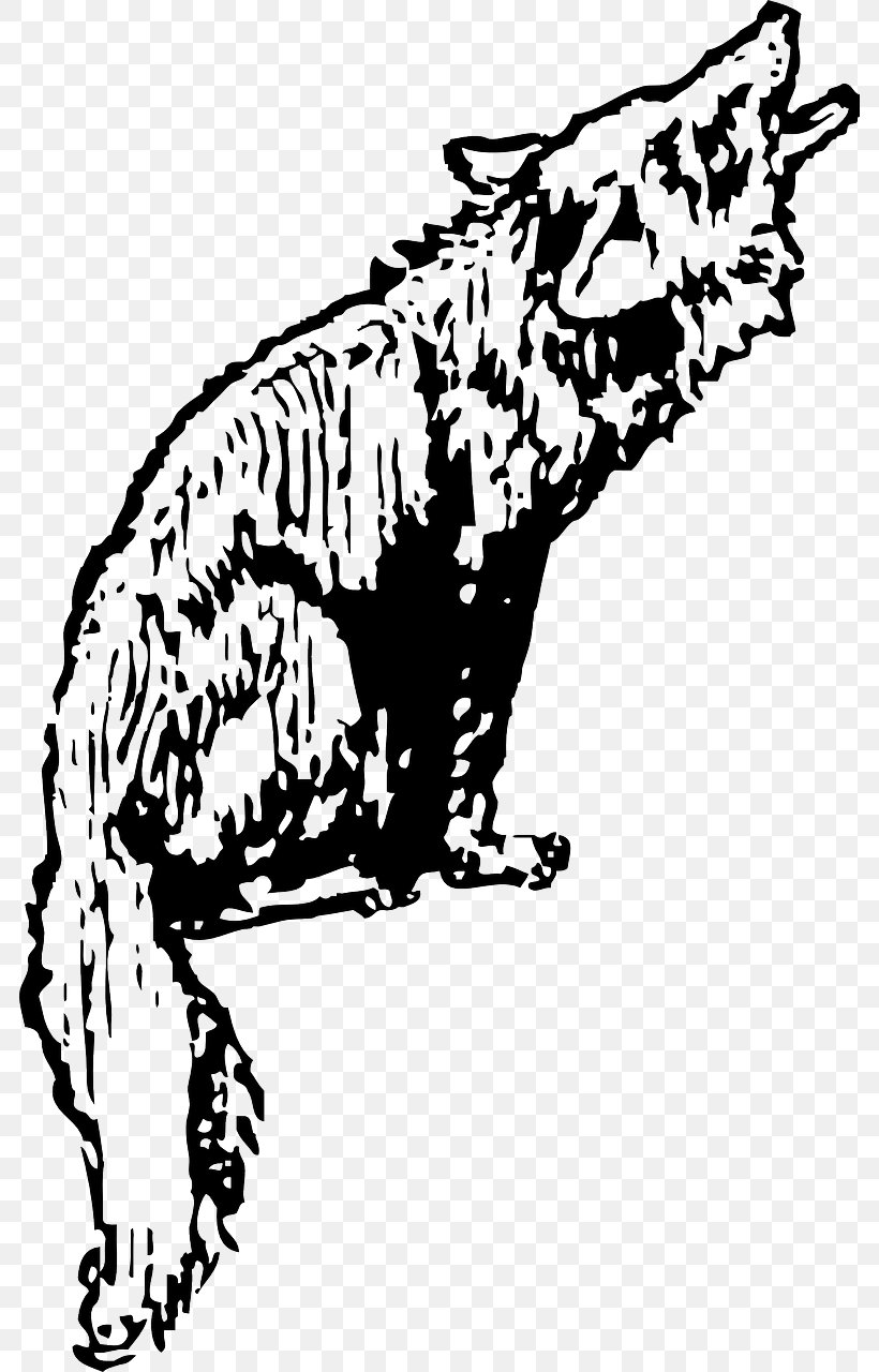 Coyote Gray Wolf Clip Art, PNG, 784x1280px, Coyote, Art, Big Cats, Black, Black And White Download Free