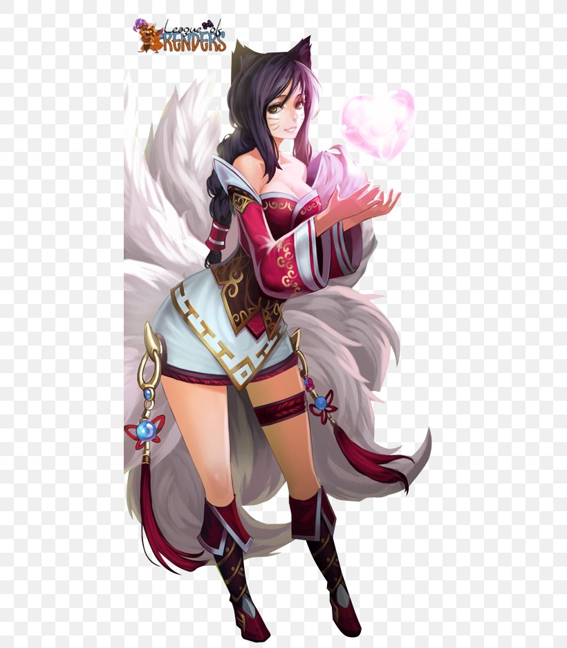 League Of Legends Ahri Fan Art Character, PNG, 462x938px, Watercolor, Cartoon, Flower, Frame, Heart Download Free