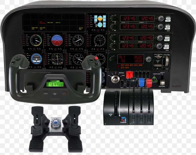 Saitek Yoke Logitech Airplane Flight Simulator, PNG, 1000x792px, Saitek, Airplane, Cockpit, Computer, Electronic Instrument Download Free