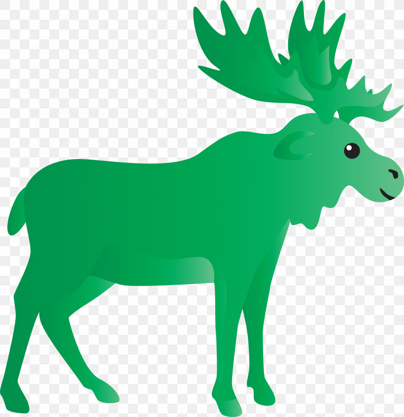 Reindeer, PNG, 2903x3000px, Watercolor Reindeer, Animal Figure, Deer, Green, Line Art Download Free