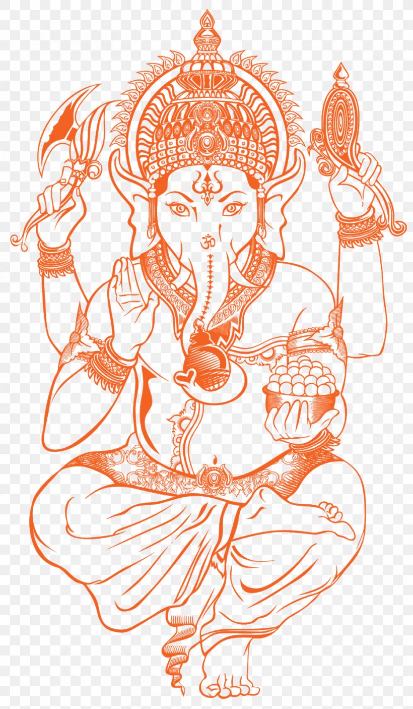 Ganesha Om Ganesh Chaturthi Religion, PNG, 933x1600px, Watercolor, Cartoon, Flower, Frame, Heart Download Free