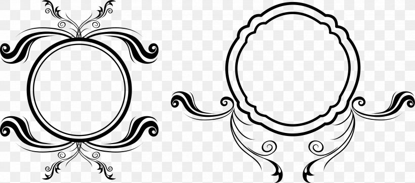 The Black Frame Of A Flower, PNG, 3297x1459px, Scalable Vector Graphics, Black And White, Body Jewelry, Door Handle, Fashion Accessory Download Free